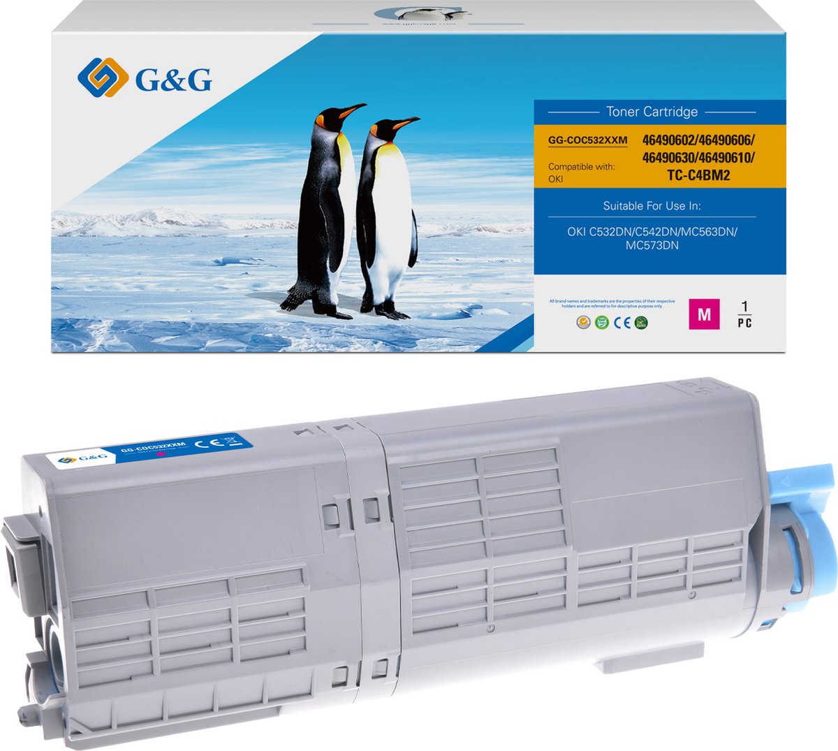 G&G XXL toner compatibel met OKI 46490606 / 46490402 Tonercartridge magenta Huismerk