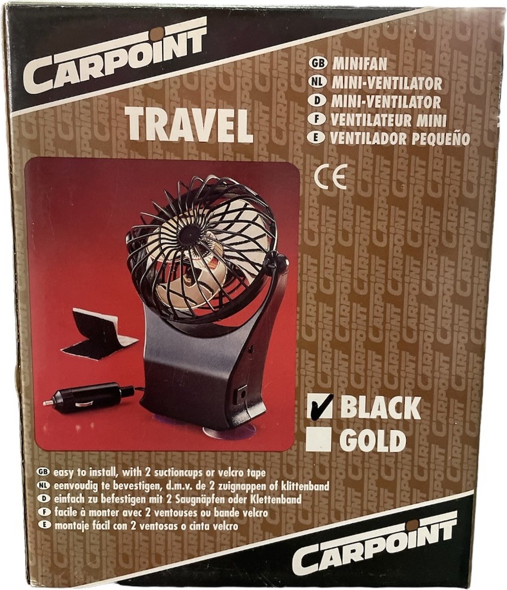 Carpoint Travel Miniventilator - Zorg voor een heerlijke verkoeling tijdens het rijden - Werkt op 12 V