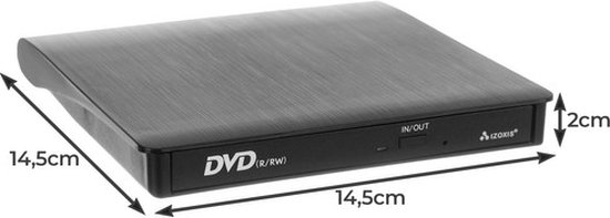 Izoxis Externe DVD speler en brander - voor Laptop & Macbook - DVD/CD - Met USB 3.0 en USB-C adapter - Optische drive - Plug & Play van IZOXIS — afbeelding 4