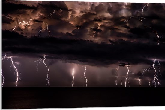 WallClassics - Feuille de mousse PVC - Nuages sombres avec éclairs - 90x60 cm Photo sur feuille de mousse PVC