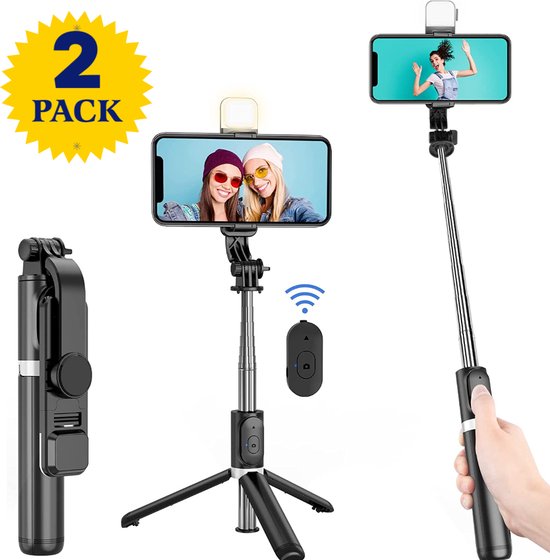 3 en 1 Perche Selfie Bluetooth, Mini Selfie Stick Trépied Smartphone,  Extensible 360° Rotation Trépied