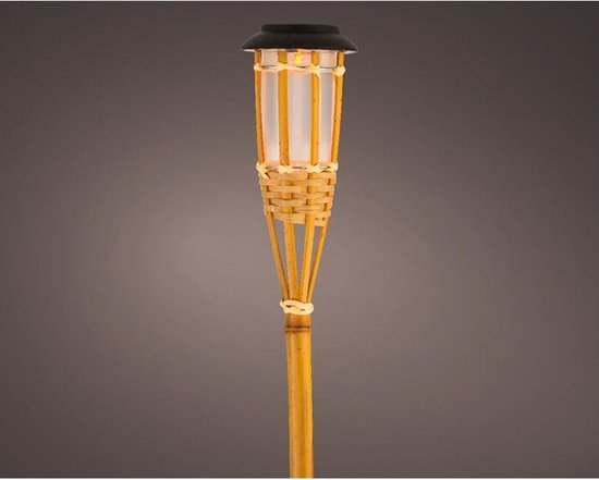 1x Buiten/tuin LED fakkel Bodi solar verlichting bamboe 54 cm vlam -  Tuinfakkel -... | bol.com