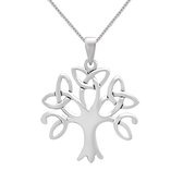 Zilveren ketting vrouw | Zilveren ketting met hanger, levensboom met triquetra’s