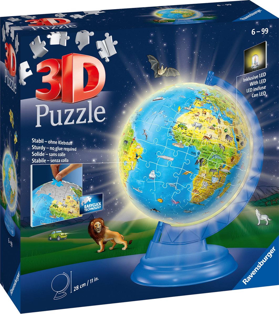 Ravensburger XXL Kinder globe Night Edition Engelstalig - 3D Puzzel - 180 stukjes — afbeelding 3