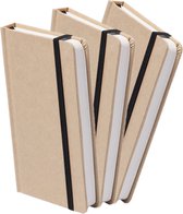 Set van 6x stuks luxe schriften/notitieboekje zwart met elastiek A5 formaat - blanco paginas - opschrijfboekjes - 100 paginas