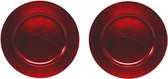 12x Ronde diner onderborden rood glimmend 33 cm - onderbord / onderzetter - Kerstdiner onderbordjes