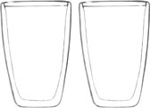 2x Dubbelwandige koffie/theeglazen 400 ml - Keuken accessoires - Koffie/thee bekers en glazen