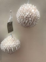 Set van 2 goudkleurig kerstballen 8cm ornamenten Laylah imitatie edelstenen