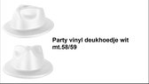 Party vinyl deukhoedje wit mt.58/59 - carnaval thema feest party vinyl foam hoedje optocht maffia feestje multi pride