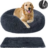 Filo Hondenmand 80 cm met Deken & Rits – Donkergrijs - Fluffy Donut Hondenbed - Honden Mand & Bed – Hondenkussen – Kussen Hond - Dog Bed