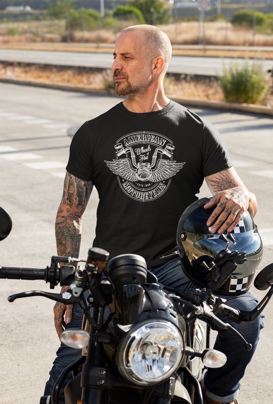 Rick & Rich American Motorcycles - T-shirt S - Wheels of Fire 1896 tshirt - t shirt heren met print -Biker tshirt - t shirt heren ronde hals - American Wheels shirt