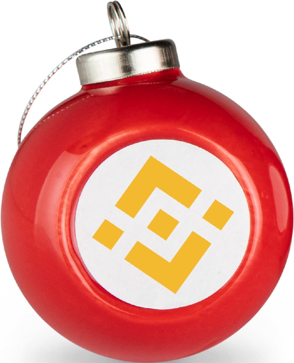 Binance coin kerstbal rood | Set van 2 BNB kerstballen | Crypto kerstballen set van 2 stuks | Binance coin cadeau | Crypto cadeau | Bitcoin cadeau