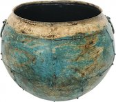 Bol turquoise - pot de fleur H35 Ø45 - Robuste - pour intérieur et extérieur