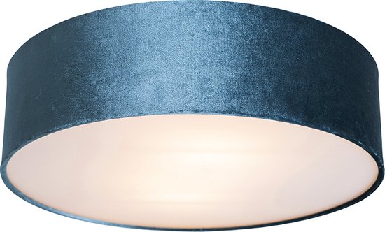 QAZQA drum - Moderne Plafondlamp - 2 lichts - Ø 40 cm - Blauw - Woonkamer | Slaapkamer | Keuken