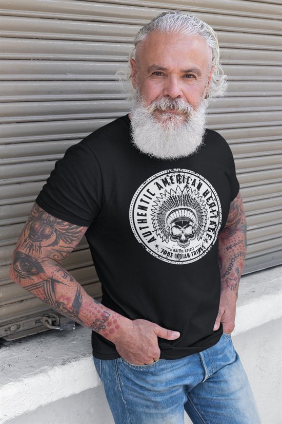 Rick & Rich Authentic American Heritage - T-shirt XL - True Indian Tribes Skull tshirt - t shirt heren met print -American Heritage tshirt - t shirt heren ronde hals - Indian Tribes shirt