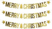 3x Merry Christmas knutsel kerst vlaggenlijnen 150 cm - Kerstversiering vlaggenlijn decoratie