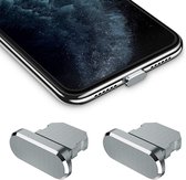 Bouchon anti-poussière Compatible avec iPhone 11/11 Pro Max/SE/XR/X/8 Plus/8/7, Lot de 2 bouchons anti-poussière avec étui de transport Clip en silicone Protecteur de bouchon anti-poussière Porto de charge pour iPad Air Mini Pro Gris