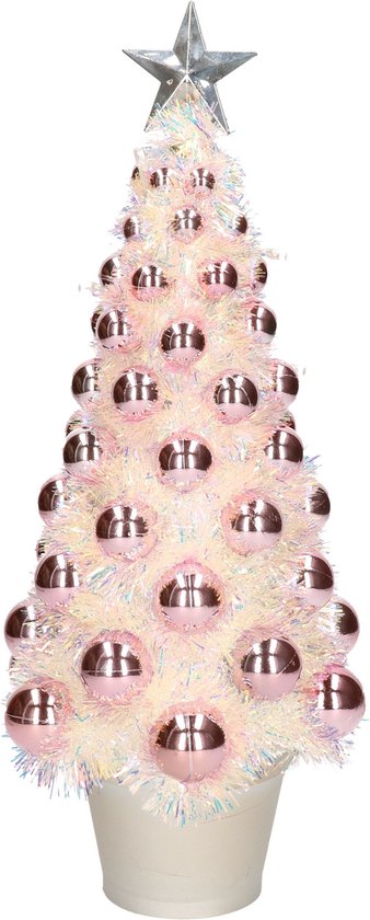 Sapin de Noël artificiel complet avec lumières et boules rose - Décorations de  Noël de... | bol.com