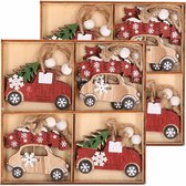 Kersthanger set van 16x houten auto hangers 6 x 5 cm - houten kerstboomversiering ornamenten