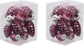 24x Dennenappel kersthangers/kerstballen cherry roze van glas - 6 cm - mat/glans - Kerstboomversiering