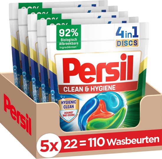 Persil 4in1 Discs Clean & Hygiene Wascapsules - Wasmiddel Capsules - Voordeelverpakking - 5 x 22 wasbeurten