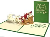 Popcards popupkaarten – Kerstkaart Kerstman met slee en rendieren pop-up kaart