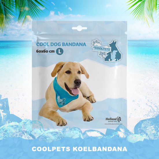 Coolpets cooling bandana - Koelbandana voor honden - Verkoeling voor de hond - Large - 60 x 60 cm - Blauw