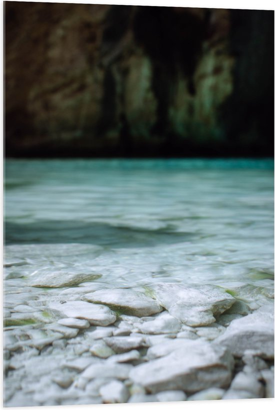 WallClassics - Acrylglas - Lichte Stenen aan Wateroppervlak - 70x105 cm Foto op Acrylglas (Wanddecoratie op Acrylaat)