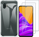 Hoesje geschikt voor Samsung Galaxy Xcover 2 Pro - Anti Shock Proof Siliconen Back Cover Case Hoes Transparant - 2x Tempered Glass Screenprotector