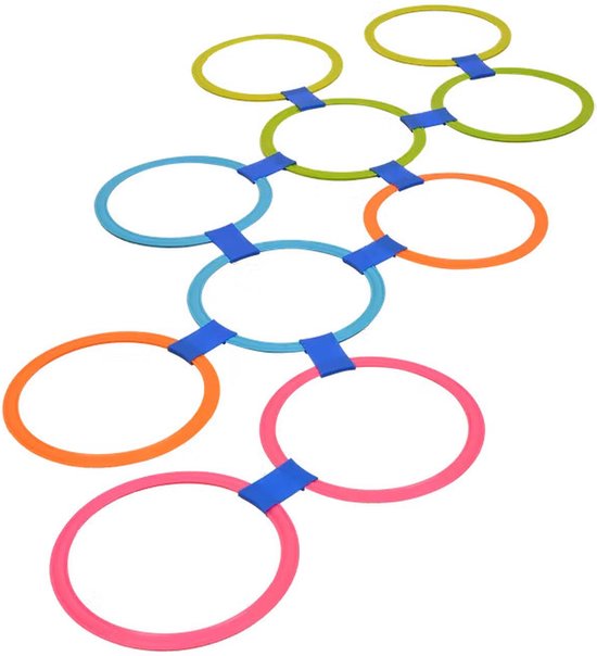 Afbeelding van het spel Hop Scotch hinkel spel - Multicolor - Kunststof - 10 Stuks - Vanaf 4 jaar - Speelgoed - Spel - Buitenspelen - Buitenspeelgoed - Cadeau - Zomer