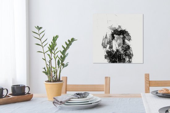 Tableau sur toile Rose - Fleurs - Peinture - Zwart - Wit - 50x50 cm - Décoration murale