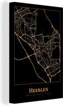 Peintures sur Toile Carte - Heerlen - Or - Zwart - 60x90 cm - Décoration murale