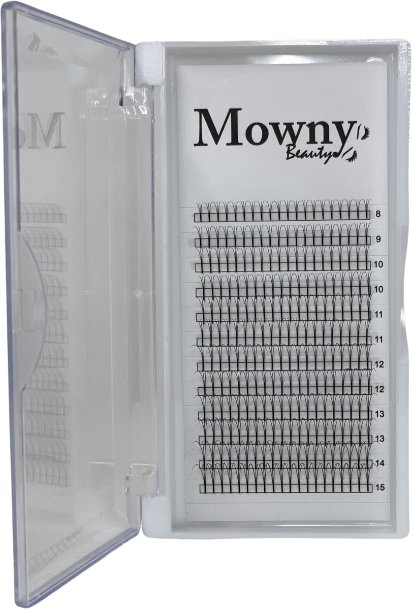Mowny Beauty - Wimperextensions - 3D Premade Fans - Mix Tray 0,10mm C-krul - Natuurlijke Wimperextensions - Russisch Volume