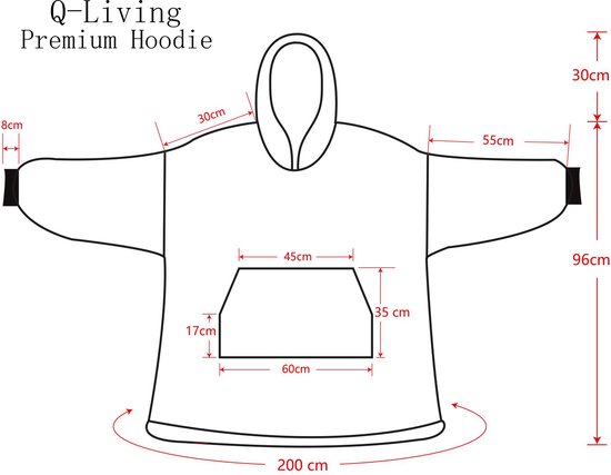 Q-Living Hoodie Deken - Snuggie - Plaid Met Mouwen - Snuggle Hoodie - Fleece Deken Met Mouwen - 1450 gram - Katten