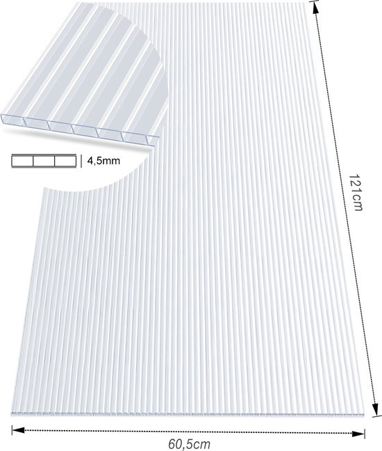 Polycarbonaat plaat uv-beschermd, transparant, grote keuze uit div. maten, dikte 0,5 - 20 mm