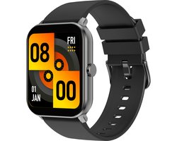Belesy® KALMIA - Smartwatch Heren – Smartwatch Dames - Horloge – Stappenteller – Calorieën - Hartslag – Sporten - Je eigen foto als wijzerplaat - Kleurenscherm - Full Touch - Splitscreen– Silicone – Zwart - Moederdag