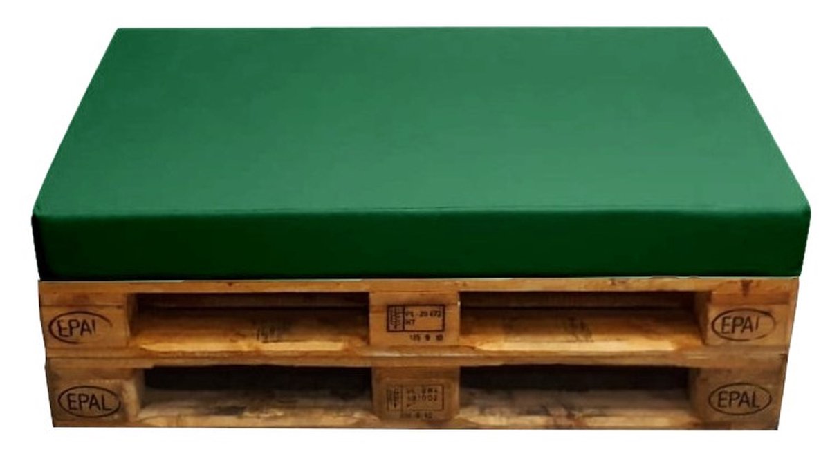 Palletkussen groen palletbank Waterproof zeer sterk. Vele kleuren 10cm dik. Merk Tubbli