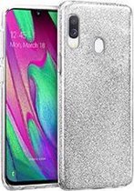 HB Hoesje Geschikt voor Samsung Galaxy A40 - Glitter Back Cover - Zilver