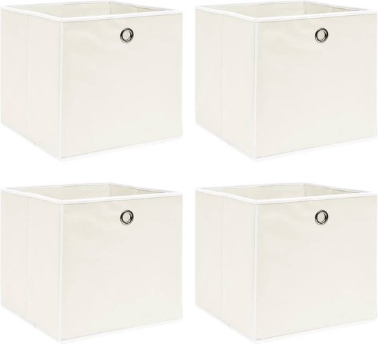 vidaXL - Opbergboxen - 4 - st - 32x32x32 - cm - stof - crèmekleurig | bol