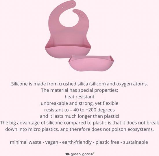 green-goose® Baby Slabbetje en Bestek - Roze - Duurzaam Bamboe en Siliconen - Eco Kraamcadeau van green-goose® — afbeelding 2