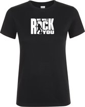 Klere-Zooi - We Will Rock You - Zwart Dames T-Shirt - XXL