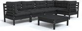 vidaXL-6-delige-Loungeset-met-kussens-grenenhout-zwart