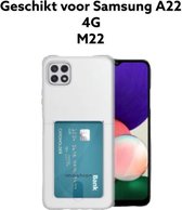 samsung A22 4G hoesje siliconen antischok transparant back cover met pashouder-samsung galaxy A22 4G hoesje siliconen anti shock achterkant doorzichtig met pas houder