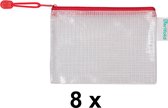 8 x Opbergtas Tarifold met rits - 16 x 11 cm - PVC rood