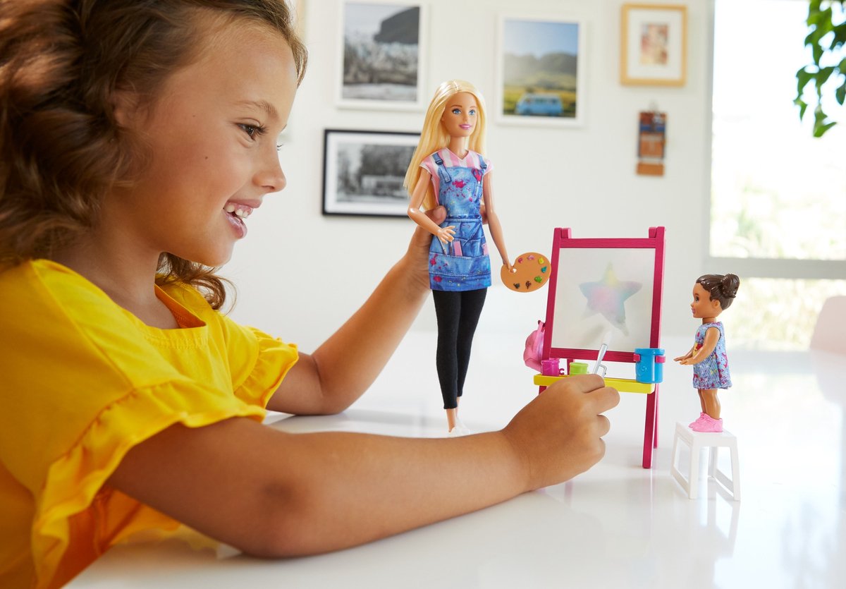 Barbie Careers Kunstlerares Speelset - Barbie Pop met Minipop en Schildersezel