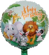 Folieballon happy birthday dieren 45 cm