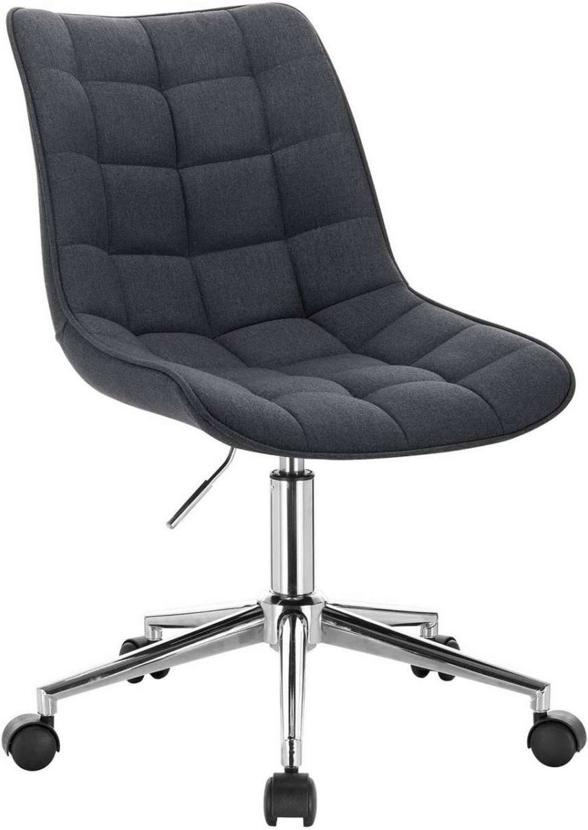 Kamyra® Bureaustoel met Wieltjes - In Hoogte Verstelbaar & Draaibaar - Stoel, Bureaustoelen - Metaal & Linnen - Donkergrijs