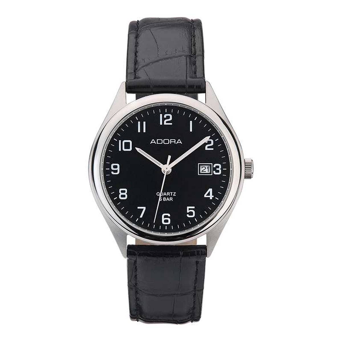 Horloge met datum leren band AB6110