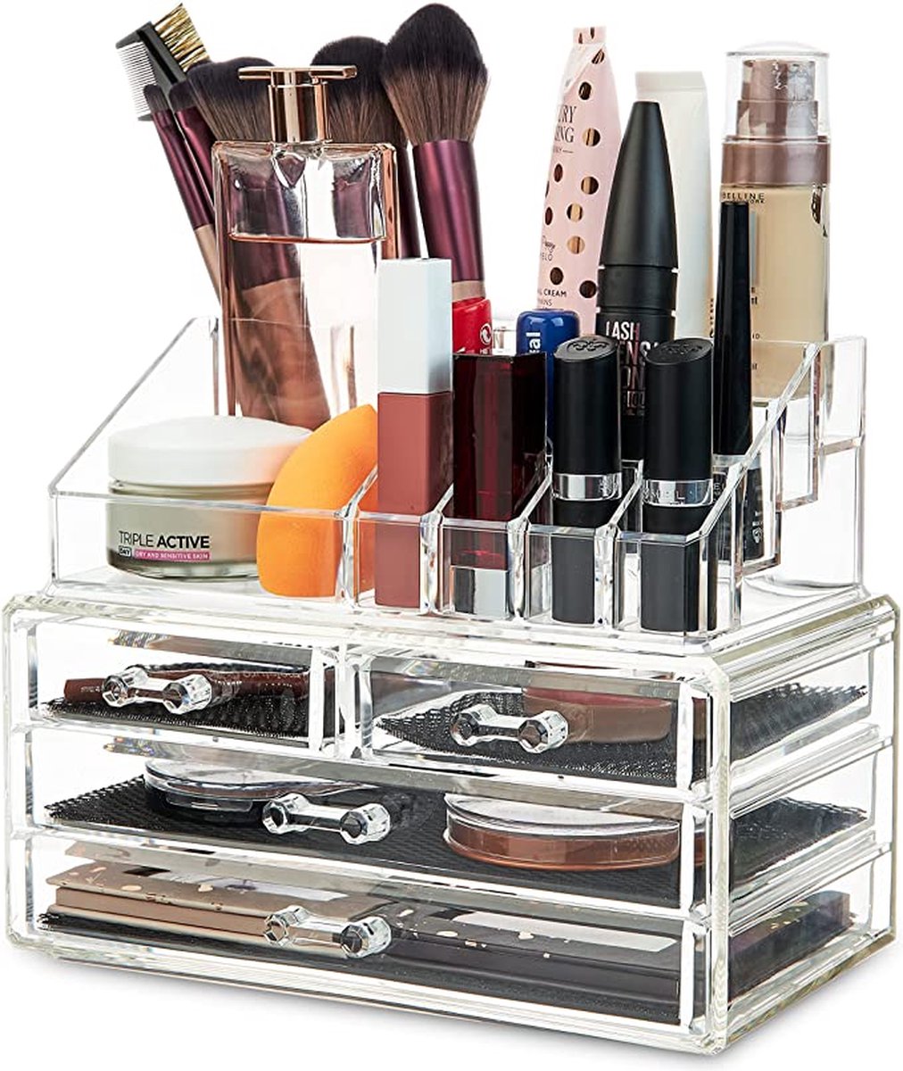 iBright Luxe Make-up organizer - Transparant - Opbergdoos - Tweedelig - Opbergbox