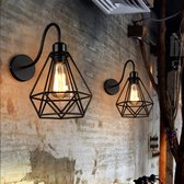 Wandlamp Binnen Industrieel 2x  | Zwart Ijzer Vintage Edison